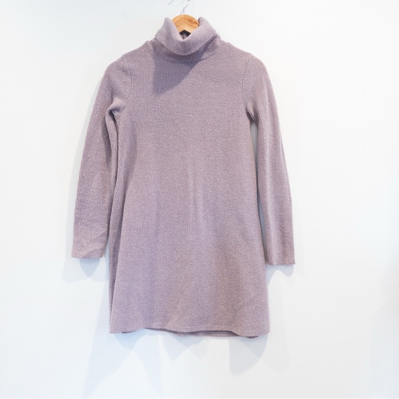 Lulus Alaina Lavender Mauve Turtleneck Ribbed Sweater Mini Dress Extra Small - Picture 3 of 10